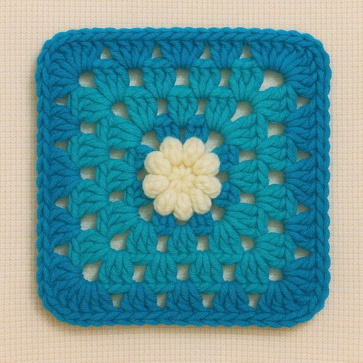 White flower granny square