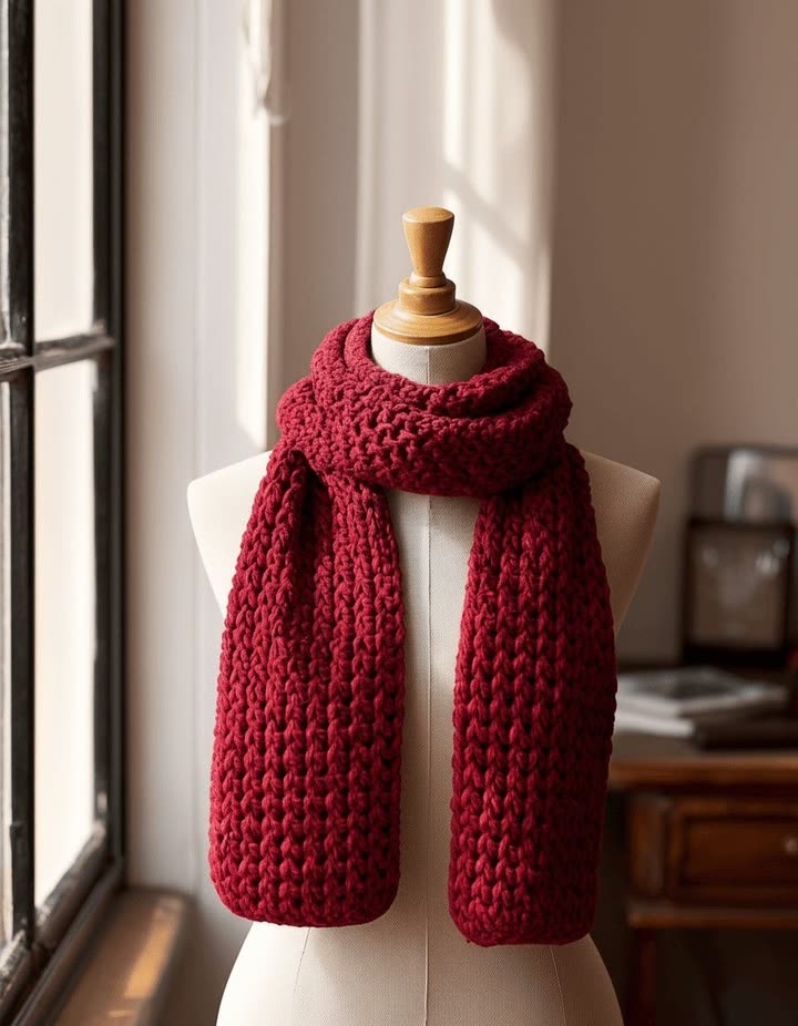 Crimson Cozy Scarf