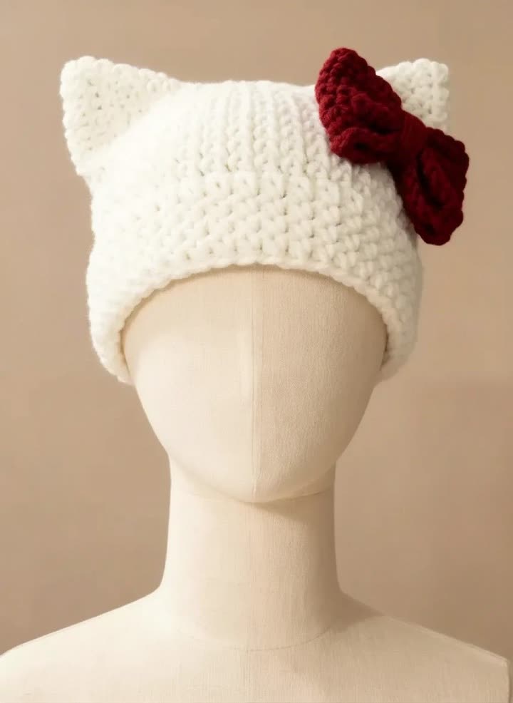 Red bow Cat Beanie